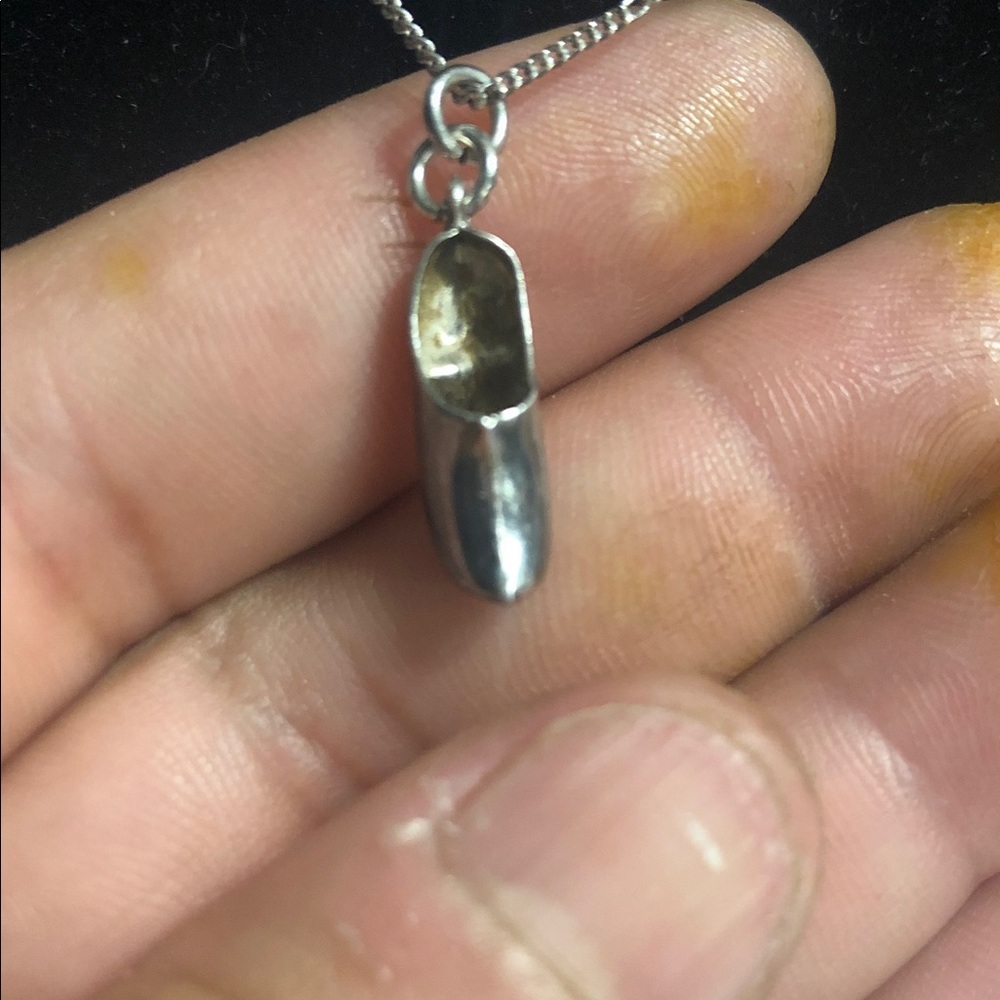 Sterling Silver Ballet Slipper Pendant Necklace - Silver - Picture 3 of 7